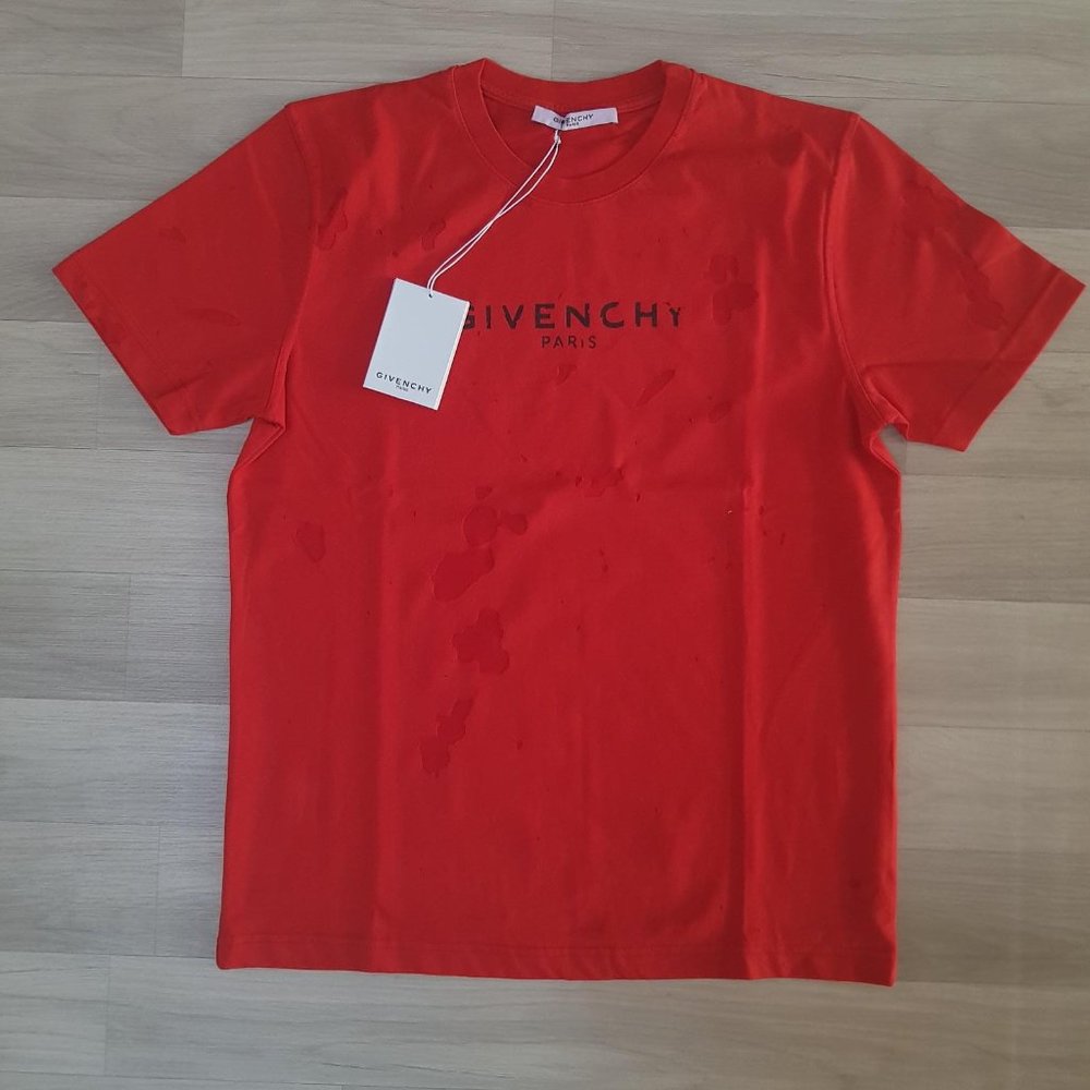 Givenchy Worn Fabric Red T-Shirt